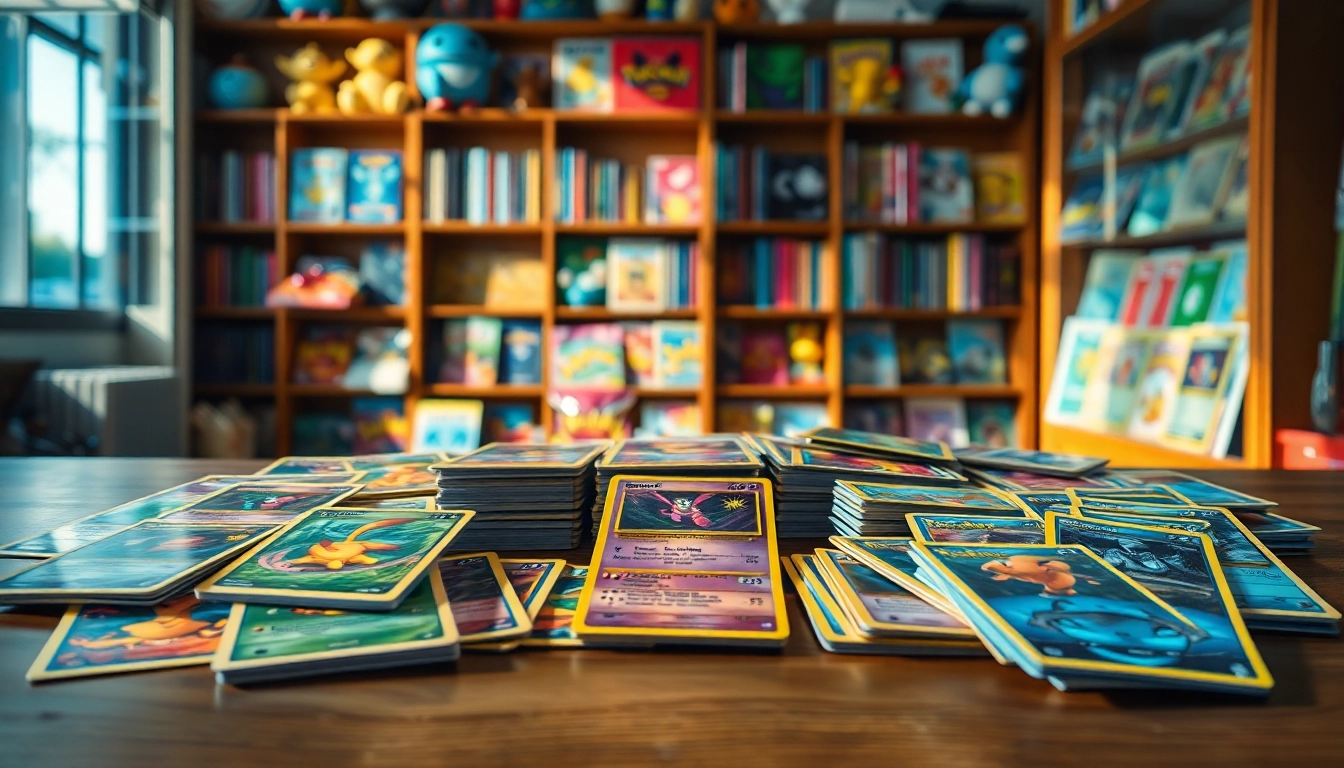 Explore real Pokemon cards in India displayed beautifully in a warm light, showcasing vibrant artwork and collectibles.